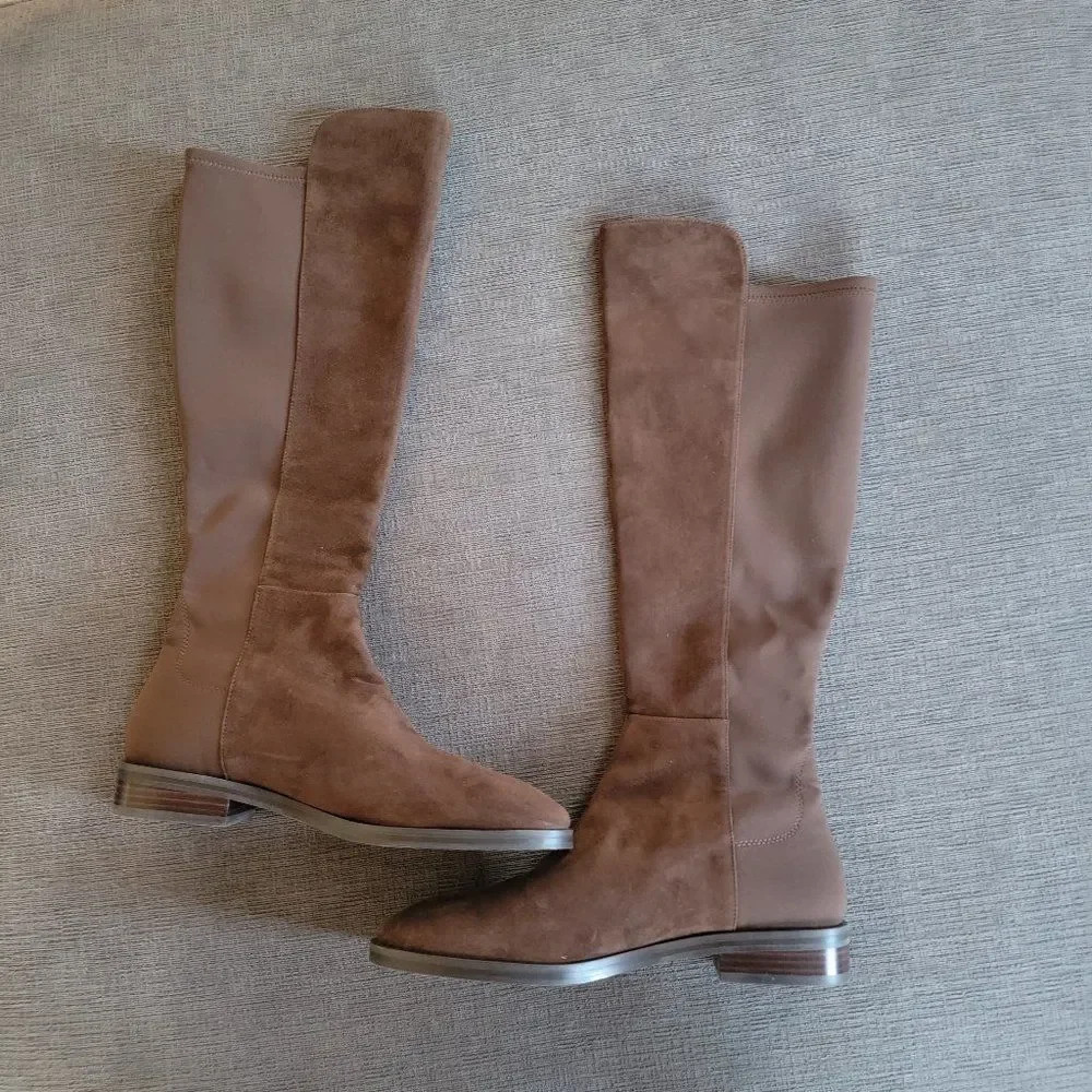 Stuart Weitzman Women's Keelan Suede And Neoprene Knee Boots Size 8.5 - Picture 15 of 16